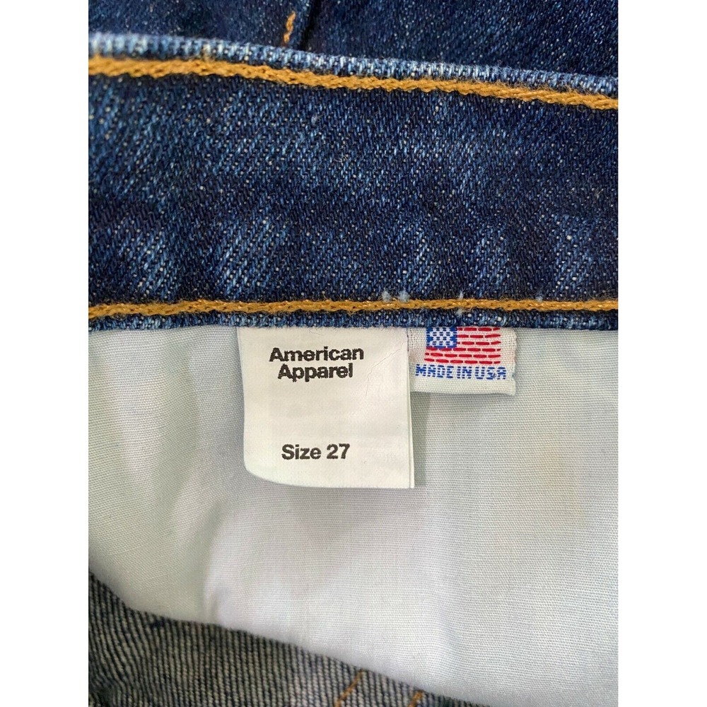 American Apparel Womens Jean‎ Shorts Blue Denim Front Button High Waist 24 New - Picture 4 of 4